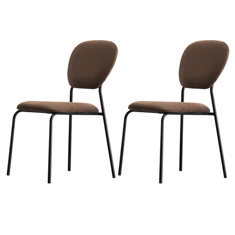 Upholstered Armless Side Chair Open Back Dining Chairs with Black Metal Legs Coffee 2 Piece Set Clearhalo ' kitchen&dining_furn' 'Dining Chairs' 'Dining Tables & Seating' 'dining_chair' 'furn' 'furn_dining_chair' 'Furniture' 'furniture_dining_chair' 'Kitchen & Dining Furniture' 'kitchen' 3493675