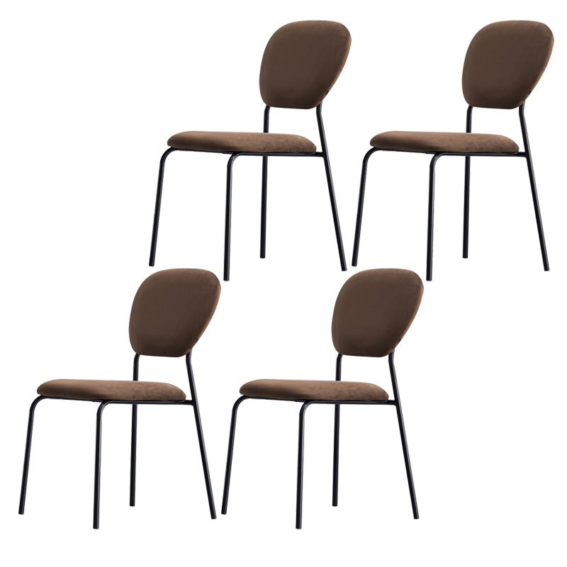 Upholstered Armless Side Chair Open Back Dining Chairs with Black Metal Legs Coffee 4 Piece Set Clearhalo ' kitchen&dining_furn' 'Dining Chairs' 'Dining Tables & Seating' 'dining_chair' 'furn' 'furn_dining_chair' 'Furniture' 'furniture_dining_chair' 'Kitchen & Dining Furniture' 'kitchen' 3493678