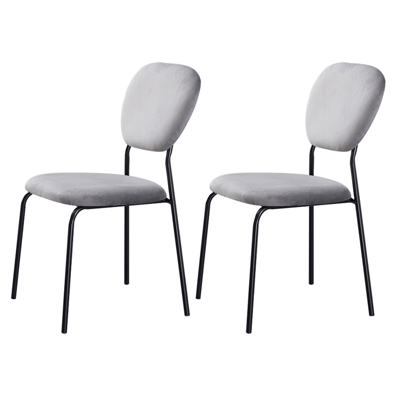 Upholstered Armless Side Chair Open Back Dining Chairs with Black Metal Legs Grey 2 Piece Set Clearhalo ' kitchen&dining_furn' 'Dining Chairs' 'Dining Tables & Seating' 'dining_chair' 'furn' 'furn_dining_chair' 'Furniture' 'furniture_dining_chair' 'Kitchen & Dining Furniture' 'kitchen' 3493682