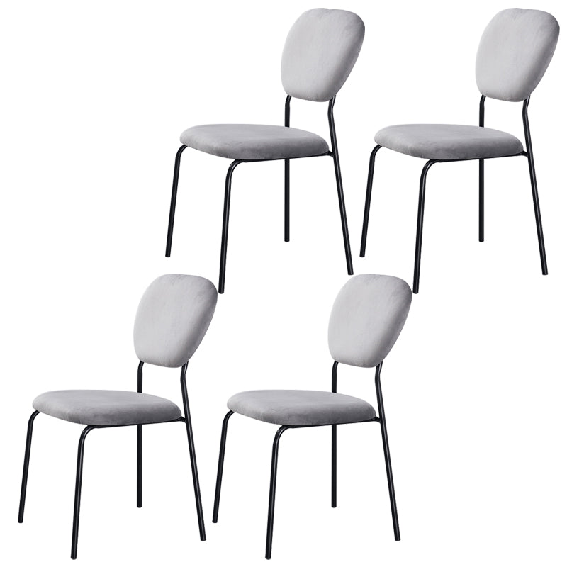 Upholstered Armless Side Chair Open Back Dining Chairs with Black Metal Legs Grey 4 Piece Set Clearhalo ' kitchen&dining_furn' 'Dining Chairs' 'Dining Tables & Seating' 'dining_chair' 'furn' 'furn_dining_chair' 'Furniture' 'furniture_dining_chair' 'Kitchen & Dining Furniture' 'kitchen' 3493684