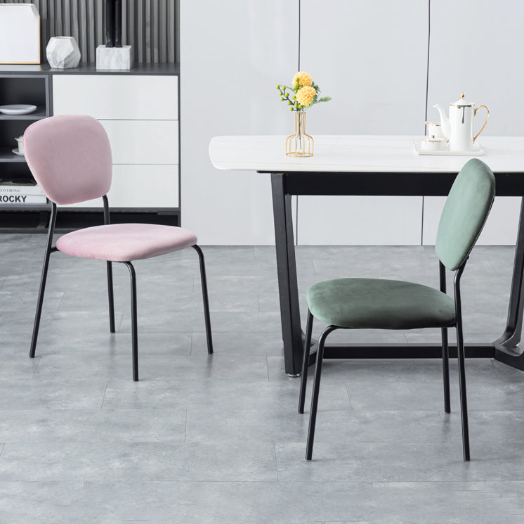 Upholstered Armless Side Chair Open Back Dining Chairs with Black Metal Legs Clearhalo ' kitchen&dining_furn' 'Dining Chairs' 'Dining Tables & Seating' 'dining_chair' 'furn' 'furn_dining_chair' 'Furniture' 'furniture_dining_chair' 'Kitchen & Dining Furniture' 'kitchen' 3493689