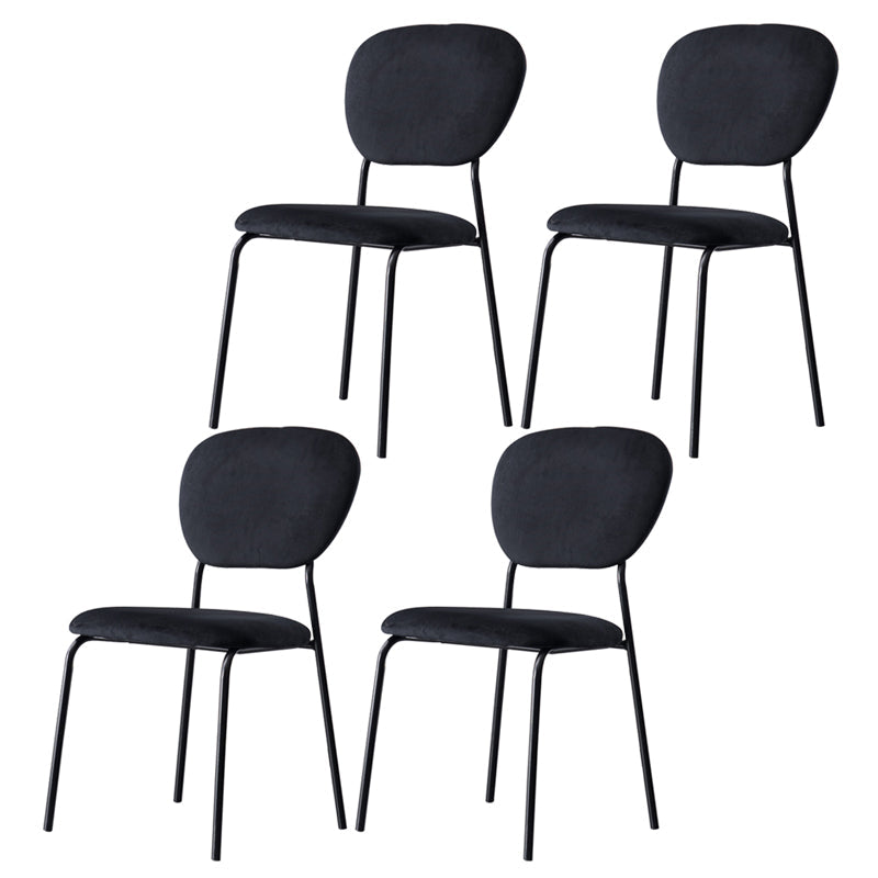 Upholstered Armless Side Chair Open Back Dining Chairs with Black Metal Legs Black 4 Piece Set Clearhalo ' kitchen&dining_furn' 'Dining Chairs' 'Dining Tables & Seating' 'dining_chair' 'furn' 'furn_dining_chair' 'Furniture' 'furniture_dining_chair' 'Kitchen & Dining Furniture' 'kitchen' 3493690