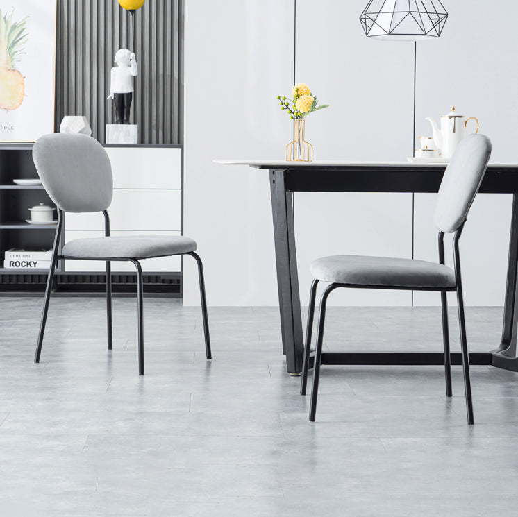 Upholstered Armless Side Chair Open Back Dining Chairs with Black Metal Legs Clearhalo ' kitchen&dining_furn' 'Dining Chairs' 'Dining Tables & Seating' 'dining_chair' 'furn' 'furn_dining_chair' 'Furniture' 'furniture_dining_chair' 'Kitchen & Dining Furniture' 'kitchen' 3493692