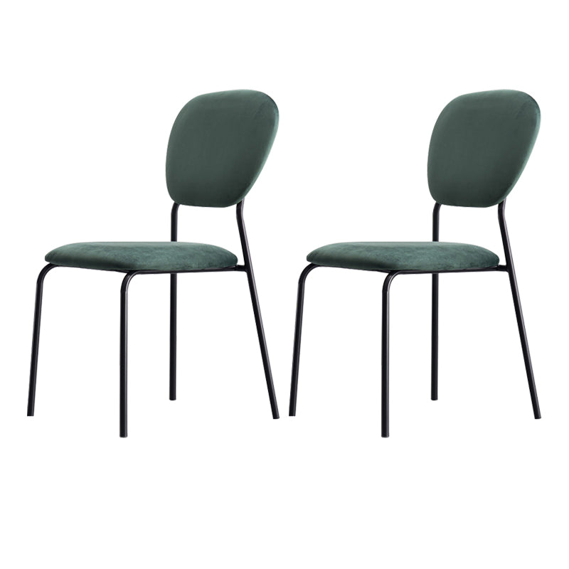 Upholstered Armless Side Chair Open Back Dining Chairs with Black Metal Legs Blackish Green 2 Piece Set Clearhalo ' kitchen&dining_furn' 'Dining Chairs' 'Dining Tables & Seating' 'dining_chair' 'furn' 'furn_dining_chair' 'Furniture' 'furniture_dining_chair' 'Kitchen & Dining Furniture' 'kitchen' 3493693