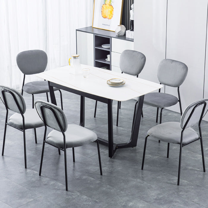 Upholstered Armless Side Chair Open Back Dining Chairs with Black Metal Legs Clearhalo ' kitchen&dining_furn' 'Dining Chairs' 'Dining Tables & Seating' 'dining_chair' 'furn' 'furn_dining_chair' 'Furniture' 'furniture_dining_chair' 'Kitchen & Dining Furniture' 'kitchen' 3493694