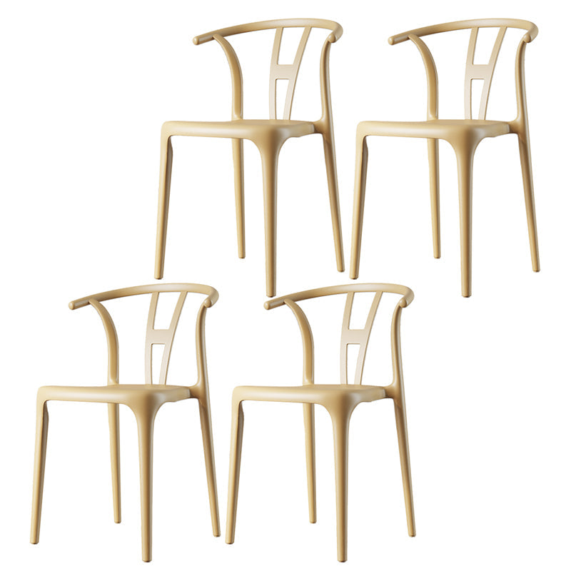 Plastic Side Chair Contemporary Style Multicolor Armless Chair for Dining Room Yellow 4 Piece Set Clearhalo ' kitchen&dining_furn' 'Dining Chairs' 'Dining Tables & Seating' 'dining_chair' 'furn' 'furn_dining_chair' 'Furniture' 'furniture_dining_chair' 'Kitchen & Dining Furniture' 'kitchen' 3493788