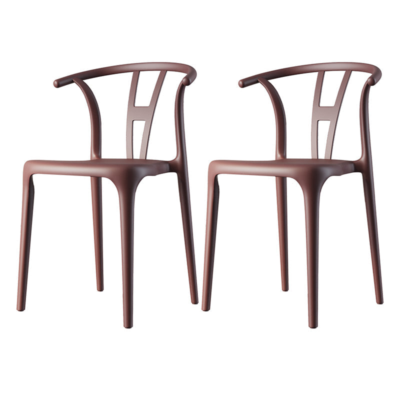 Plastic Side Chair Contemporary Style Multicolor Armless Chair for Dining Room Brown 2 Piece Set Clearhalo ' kitchen&dining_furn' 'Dining Chairs' 'Dining Tables & Seating' 'dining_chair' 'furn' 'furn_dining_chair' 'Furniture' 'furniture_dining_chair' 'Kitchen & Dining Furniture' 'kitchen' 3493792