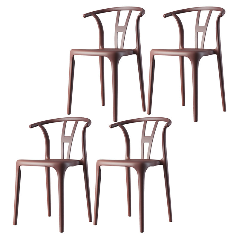Plastic Side Chair Contemporary Style Multicolor Armless Chair for Dining Room Brown 4 Piece Set Clearhalo ' kitchen&dining_furn' 'Dining Chairs' 'Dining Tables & Seating' 'dining_chair' 'furn' 'furn_dining_chair' 'Furniture' 'furniture_dining_chair' 'Kitchen & Dining Furniture' 'kitchen' 3493794