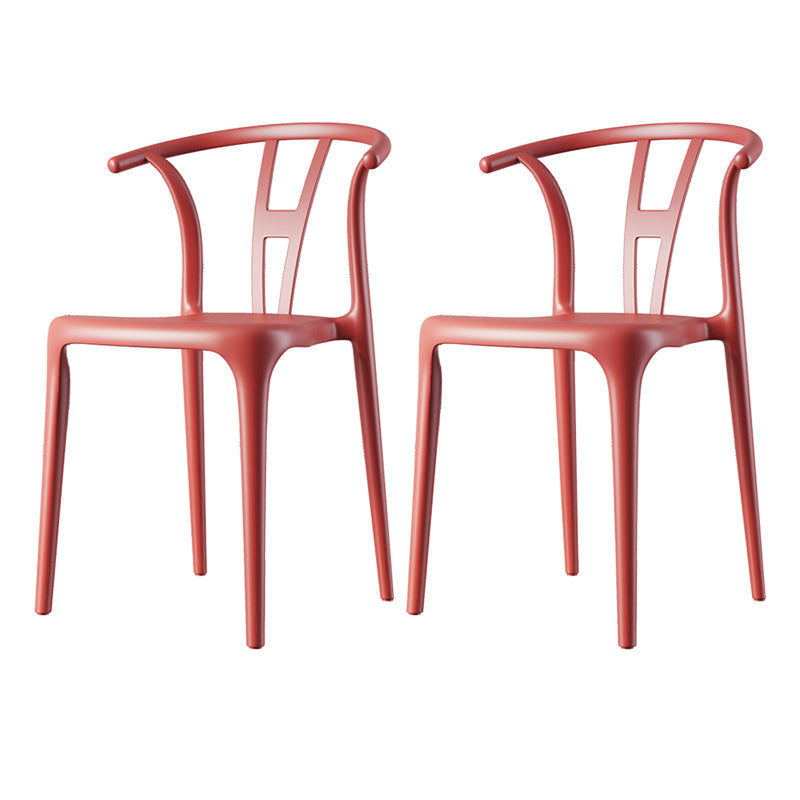 Plastic Side Chair Contemporary Style Multicolor Armless Chair for Dining Room Red 2 Piece Set Clearhalo ' kitchen&dining_furn' 'Dining Chairs' 'Dining Tables & Seating' 'dining_chair' 'furn' 'furn_dining_chair' 'Furniture' 'furniture_dining_chair' 'Kitchen & Dining Furniture' 'kitchen' 3493799