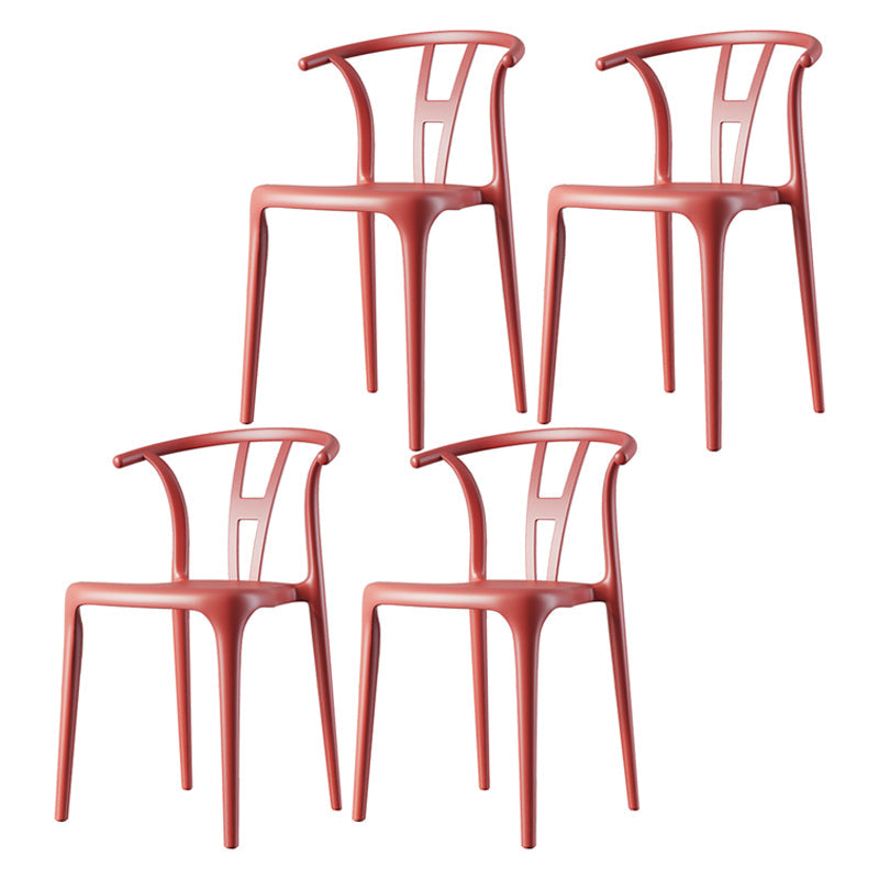 Plastic Side Chair Contemporary Style Multicolor Armless Chair for Dining Room Red 4 Piece Set Clearhalo ' kitchen&dining_furn' 'Dining Chairs' 'Dining Tables & Seating' 'dining_chair' 'furn' 'furn_dining_chair' 'Furniture' 'furniture_dining_chair' 'Kitchen & Dining Furniture' 'kitchen' 3493800