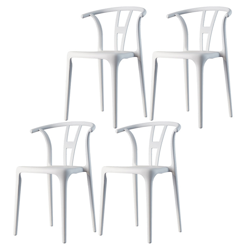 Plastic Side Chair Contemporary Style Multicolor Armless Chair for Dining Room White 4 Piece Set Clearhalo ' kitchen&dining_furn' 'Dining Chairs' 'Dining Tables & Seating' 'dining_chair' 'furn' 'furn_dining_chair' 'Furniture' 'furniture_dining_chair' 'Kitchen & Dining Furniture' 'kitchen' 3493806