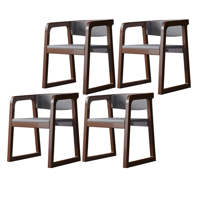 Wood Contemporary Style Indoor with Arm Chair Open Back Dining Side Chairs Grey 4 Piece Set Walnut Clearhalo ' kitchen&dining_furn' 'Dining Chairs' 'Dining Tables & Seating' 'dining_chair' 'furn' 'furn_dining_chair' 'Furniture' 'furniture_dining_chair' 'Kitchen & Dining Furniture' 'kitchen' 3493820