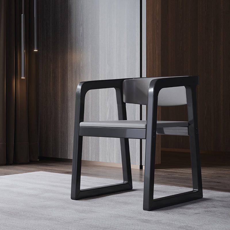 Wood Contemporary Style Indoor with Arm Chair Open Back Dining Side Chairs Grey 1 Piece Black Clearhalo ' kitchen&dining_furn' 'Dining Chairs' 'Dining Tables & Seating' 'dining_chair' 'furn' 'furn_dining_chair' 'Furniture' 'furniture_dining_chair' 'Kitchen & Dining Furniture' 'kitchen' 3493825