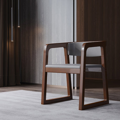 Wood Contemporary Style Indoor with Arm Chair Open Back Dining Side Chairs Grey 1 Piece Walnut Clearhalo ' kitchen&dining_furn' 'Dining Chairs' 'Dining Tables & Seating' 'dining_chair' 'furn' 'furn_dining_chair' 'Furniture' 'furniture_dining_chair' 'Kitchen & Dining Furniture' 'kitchen' 3493827