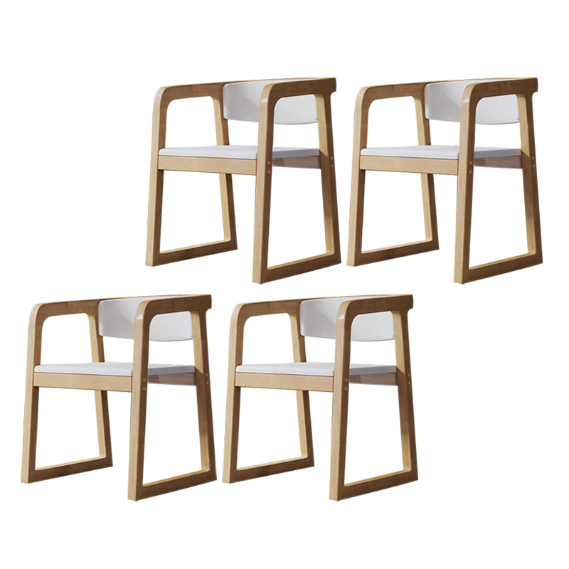 Wood Contemporary Style Indoor with Arm Chair Open Back Dining Side Chairs White 4 Piece Set Natural Wood Clearhalo ' kitchen&dining_furn' 'Dining Chairs' 'Dining Tables & Seating' 'dining_chair' 'furn' 'furn_dining_chair' 'Furniture' 'furniture_dining_chair' 'Kitchen & Dining Furniture' 'kitchen' 3493828