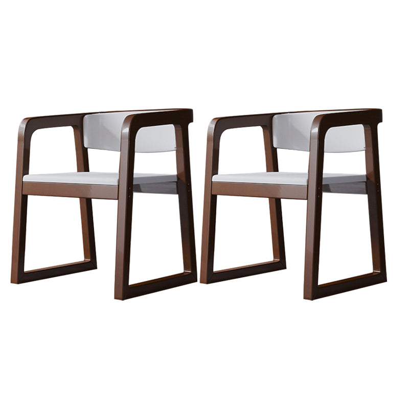 Wood Contemporary Style Indoor with Arm Chair Open Back Dining Side Chairs White 2 Piece Set Walnut Clearhalo ' kitchen&dining_furn' 'Dining Chairs' 'Dining Tables & Seating' 'dining_chair' 'furn' 'furn_dining_chair' 'Furniture' 'furniture_dining_chair' 'Kitchen & Dining Furniture' 'kitchen' 3493829