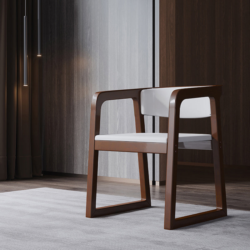 Wood Contemporary Style Indoor with Arm Chair Open Back Dining Side Chairs White 1 Piece Walnut Clearhalo ' kitchen&dining_furn' 'Dining Chairs' 'Dining Tables & Seating' 'dining_chair' 'furn' 'furn_dining_chair' 'Furniture' 'furniture_dining_chair' 'Kitchen & Dining Furniture' 'kitchen' 3493831