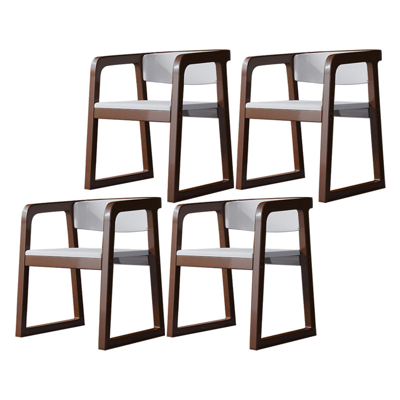 Wood Contemporary Style Indoor with Arm Chair Open Back Dining Side Chairs White 4 Piece Set Walnut Clearhalo ' kitchen&dining_furn' 'Dining Chairs' 'Dining Tables & Seating' 'dining_chair' 'furn' 'furn_dining_chair' 'Furniture' 'furniture_dining_chair' 'Kitchen & Dining Furniture' 'kitchen' 3493832