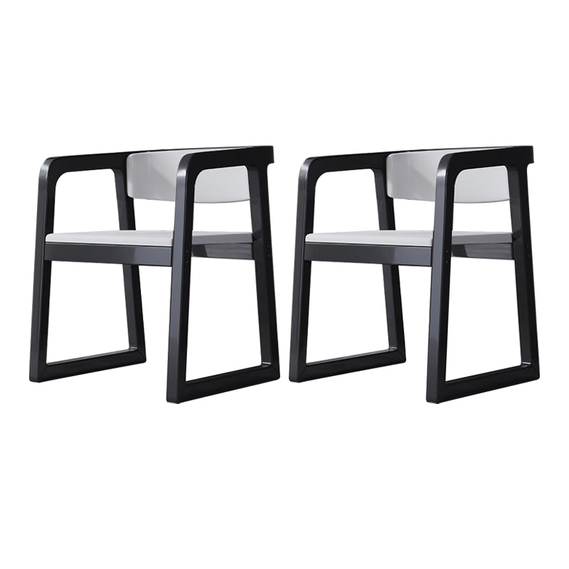 Wood Contemporary Style Indoor with Arm Chair Open Back Dining Side Chairs White 2 Piece Set Black Clearhalo ' kitchen&dining_furn' 'Dining Chairs' 'Dining Tables & Seating' 'dining_chair' 'furn' 'furn_dining_chair' 'Furniture' 'furniture_dining_chair' 'Kitchen & Dining Furniture' 'kitchen' 3493833
