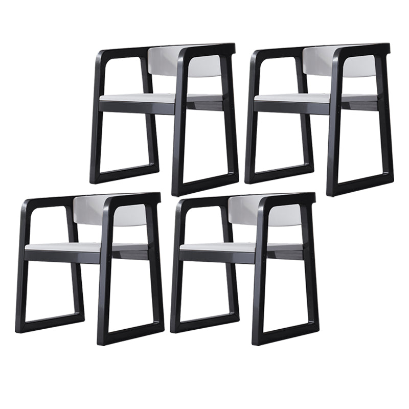 Wood Contemporary Style Indoor with Arm Chair Open Back Dining Side Chairs White 4 Piece Set Black Clearhalo ' kitchen&dining_furn' 'Dining Chairs' 'Dining Tables & Seating' 'dining_chair' 'furn' 'furn_dining_chair' 'Furniture' 'furniture_dining_chair' 'Kitchen & Dining Furniture' 'kitchen' 3493835