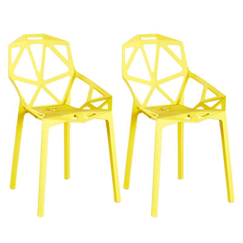 Scandinavian Home Side Chair Birds Nest Cross Back Plastic Dining Room Chair Yellow 2 Piece Set Clearhalo ' kitchen&dining_furn' 'Dining Chairs' 'Dining Tables & Seating' 'dining_chair' 'furn' 'furn_dining_chair' 'Furniture' 'furniture_dining_chair' 'Kitchen & Dining Furniture' 'kitchen' 3493849