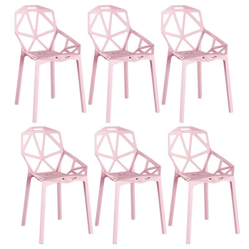 Scandinavian Home Side Chair Birds Nest Cross Back Plastic Dining Room Chair Pink 6 Piece Set Clearhalo ' kitchen&dining_furn' 'Dining Chairs' 'Dining Tables & Seating' 'dining_chair' 'furn' 'furn_dining_chair' 'Furniture' 'furniture_dining_chair' 'Kitchen & Dining Furniture' 'kitchen' 3493863