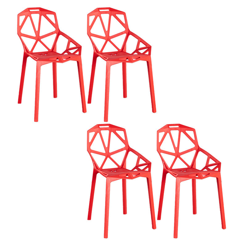 Scandinavian Home Side Chair Birds Nest Cross Back Plastic Dining Room Chair Red 4 Piece Set Clearhalo ' kitchen&dining_furn' 'Dining Chairs' 'Dining Tables & Seating' 'dining_chair' 'furn' 'furn_dining_chair' 'Furniture' 'furniture_dining_chair' 'Kitchen & Dining Furniture' 'kitchen' 3493865
