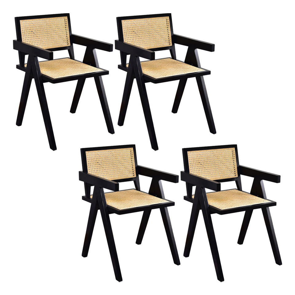 Contemporary Dining Room Chair 20'' Wide Open Arm Chair with 4 Wood Legs for Home Use Black 4 Piece Set Clearhalo ' kitchen&dining_furn' 'Dining Chairs' 'Dining Tables & Seating' 'dining_chair' 'furn' 'furn_dining_chair' 'Furniture' 'furniture_dining_chair' 'Kitchen & Dining Furniture' 'kitchen' 3493875