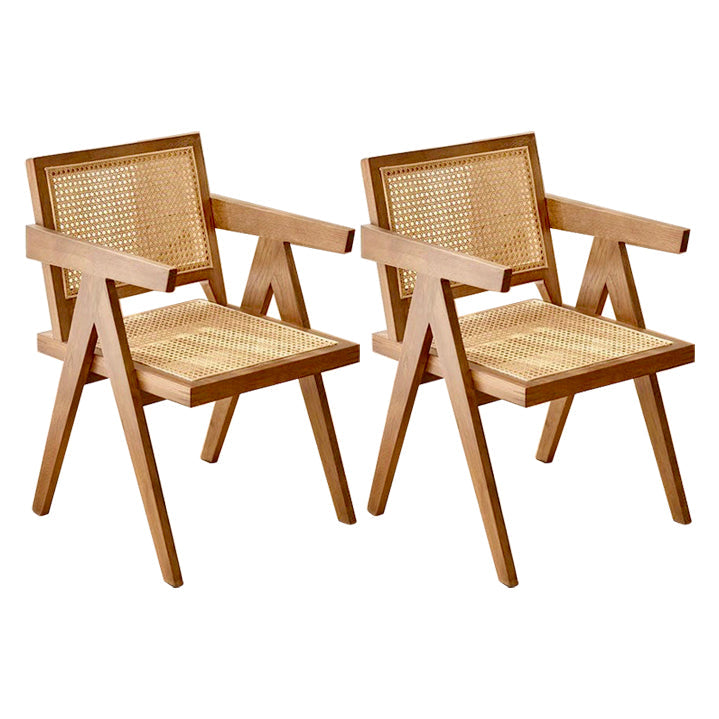 Contemporary Dining Room Chair 20'' Wide Open Arm Chair with 4 Wood Legs for Home Use Brown 2 Piece Set Clearhalo ' kitchen&dining_furn' 'Dining Chairs' 'Dining Tables & Seating' 'dining_chair' 'furn' 'furn_dining_chair' 'Furniture' 'furniture_dining_chair' 'Kitchen & Dining Furniture' 'kitchen' 3493878