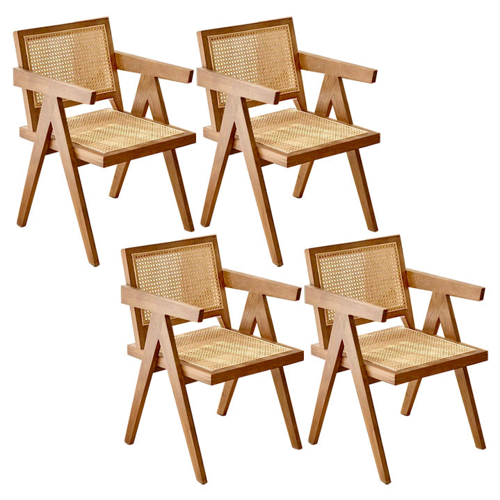 Contemporary Dining Room Chair 20'' Wide Open Arm Chair with 4 Wood Legs for Home Use Brown 4 Piece Set Clearhalo ' kitchen&dining_furn' 'Dining Chairs' 'Dining Tables & Seating' 'dining_chair' 'furn' 'furn_dining_chair' 'Furniture' 'furniture_dining_chair' 'Kitchen & Dining Furniture' 'kitchen' 3493880