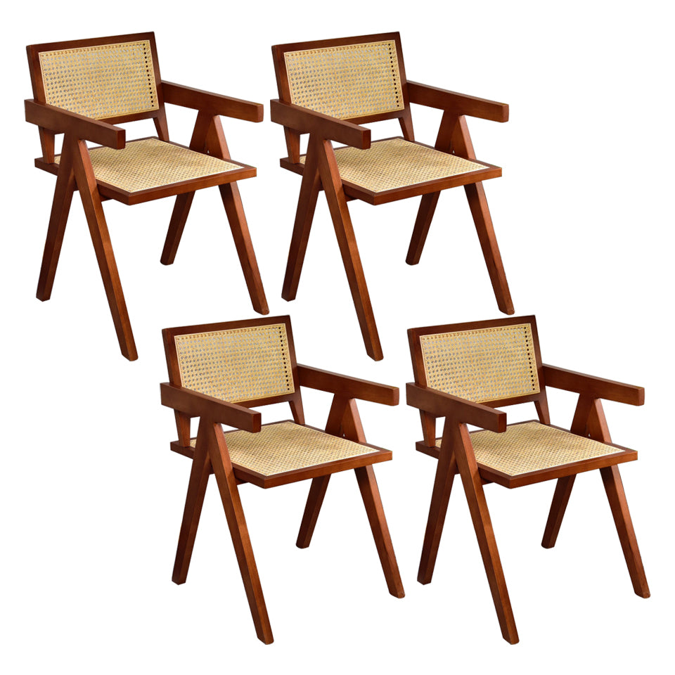 Contemporary Dining Room Chair 20'' Wide Open Arm Chair with 4 Wood Legs for Home Use Walnut 4 Piece Set Clearhalo ' kitchen&dining_furn' 'Dining Chairs' 'Dining Tables & Seating' 'dining_chair' 'furn' 'furn_dining_chair' 'Furniture' 'furniture_dining_chair' 'Kitchen & Dining Furniture' 'kitchen' 3493892