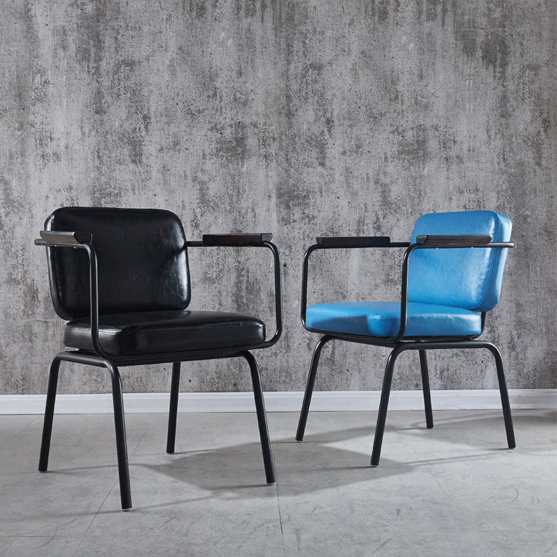 Industrial Style Metal Matte Finish Dinning Arm Chair Open Back Dining Chair Clearhalo ' kitchen&dining_furn' 'Dining Chairs' 'Dining Tables & Seating' 'dining_chair' 'furn' 'furn_dining_chair' 'Furniture' 'furniture_dining_chair' 'Kitchen & Dining Furniture' 'kitchen' 3493894