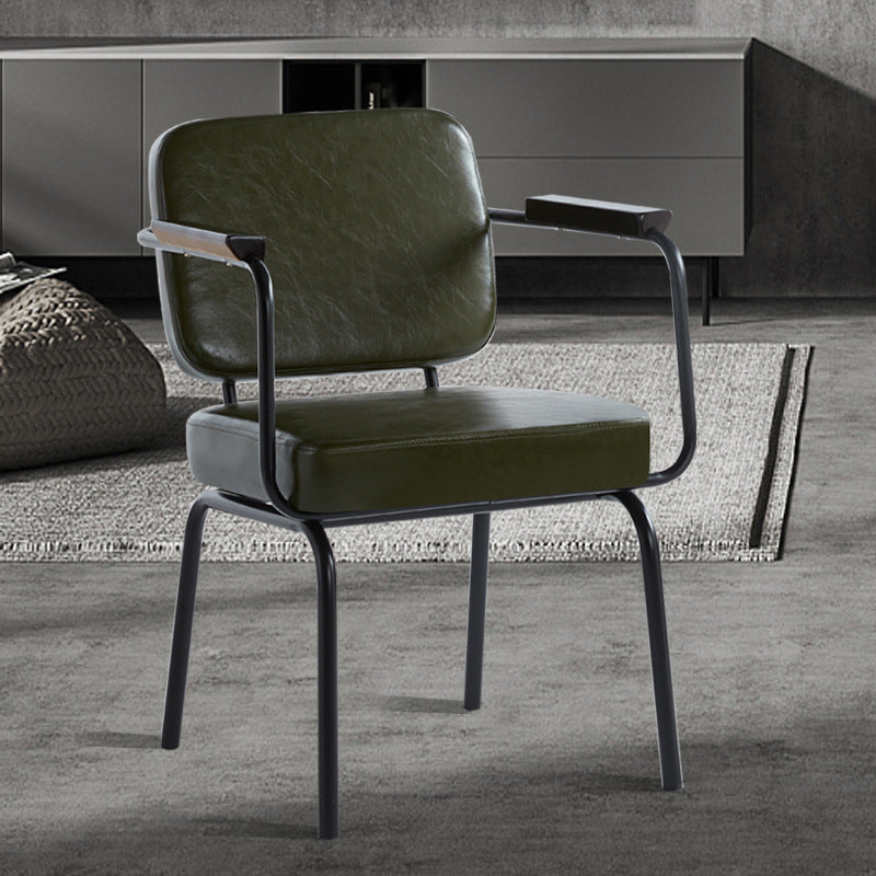 Industrial Style Metal Matte Finish Dinning Arm Chair Open Back Dining Chair Clearhalo ' kitchen&dining_furn' 'Dining Chairs' 'Dining Tables & Seating' 'dining_chair' 'furn' 'furn_dining_chair' 'Furniture' 'furniture_dining_chair' 'Kitchen & Dining Furniture' 'kitchen' 3493896