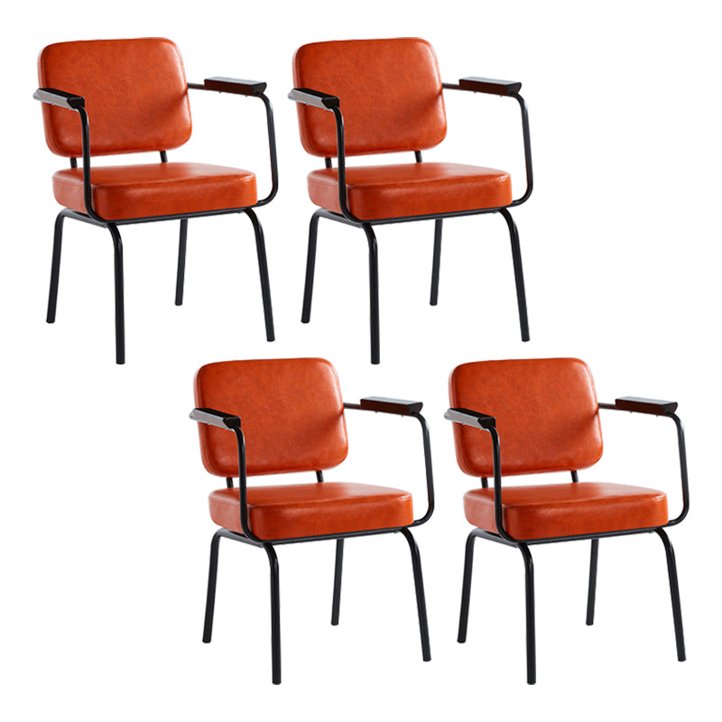 Industrial Style Metal Matte Finish Dinning Arm Chair Open Back Dining Chair Orange 4 Piece Set Clearhalo ' kitchen&dining_furn' 'Dining Chairs' 'Dining Tables & Seating' 'dining_chair' 'furn' 'furn_dining_chair' 'Furniture' 'furniture_dining_chair' 'Kitchen & Dining Furniture' 'kitchen' 3493897