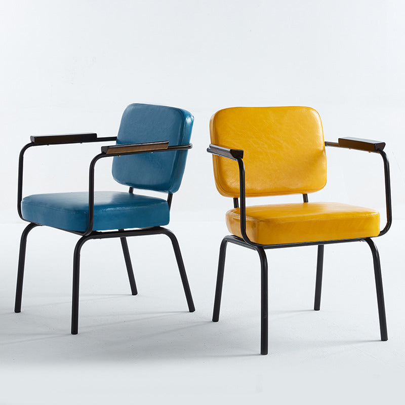 Industrial Style Metal Matte Finish Dinning Arm Chair Open Back Dining Chair Clearhalo ' kitchen&dining_furn' 'Dining Chairs' 'Dining Tables & Seating' 'dining_chair' 'furn' 'furn_dining_chair' 'Furniture' 'furniture_dining_chair' 'Kitchen & Dining Furniture' 'kitchen' 3493899