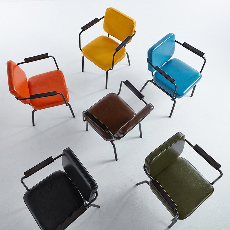 Industrial Style Metal Matte Finish Dinning Arm Chair Open Back Dining Chair Clearhalo ' kitchen&dining_furn' 'Dining Chairs' 'Dining Tables & Seating' 'dining_chair' 'furn' 'furn_dining_chair' 'Furniture' 'furniture_dining_chair' 'Kitchen & Dining Furniture' 'kitchen' 3493900