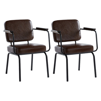 Industrial Style Metal Matte Finish Dinning Arm Chair Open Back Dining Chair Brown 2 Piece Set Clearhalo ' kitchen&dining_furn' 'Dining Chairs' 'Dining Tables & Seating' 'dining_chair' 'furn' 'furn_dining_chair' 'Furniture' 'furniture_dining_chair' 'Kitchen & Dining Furniture' 'kitchen' 3493901