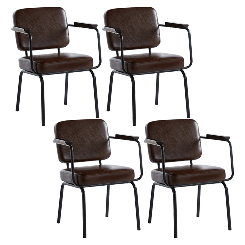 Industrial Style Metal Matte Finish Dinning Arm Chair Open Back Dining Chair Brown 4 Piece Set Clearhalo ' kitchen&dining_furn' 'Dining Chairs' 'Dining Tables & Seating' 'dining_chair' 'furn' 'furn_dining_chair' 'Furniture' 'furniture_dining_chair' 'Kitchen & Dining Furniture' 'kitchen' 3493902