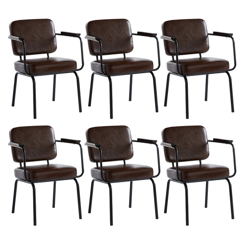 Industrial Style Metal Matte Finish Dinning Arm Chair Open Back Dining Chair Brown 6 Piece Set Clearhalo ' kitchen&dining_furn' 'Dining Chairs' 'Dining Tables & Seating' 'dining_chair' 'furn' 'furn_dining_chair' 'Furniture' 'furniture_dining_chair' 'Kitchen & Dining Furniture' 'kitchen' 3493904