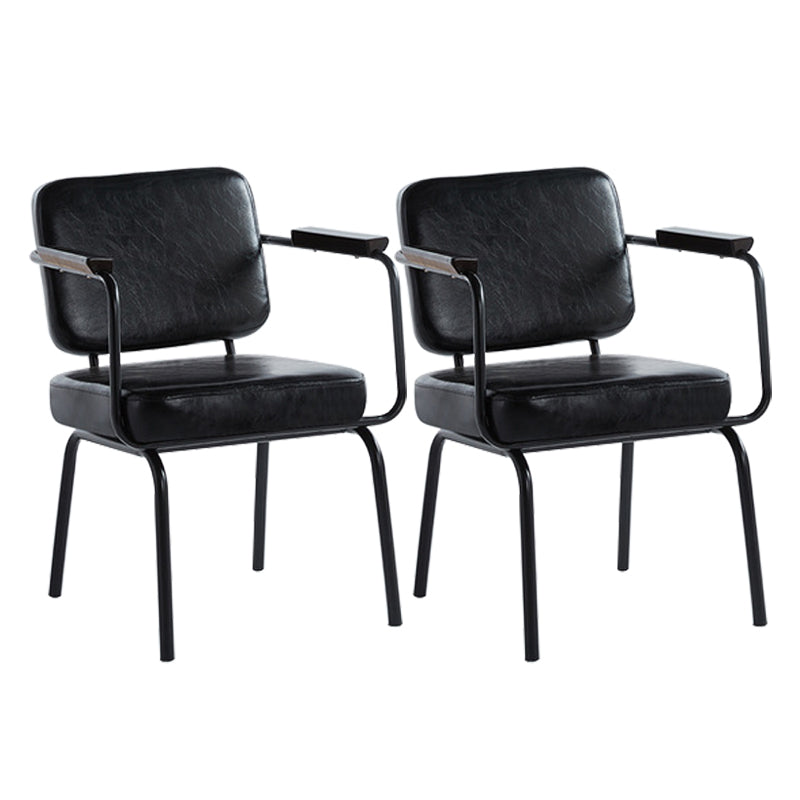 Industrial Style Metal Matte Finish Dinning Arm Chair Open Back Dining Chair Black 2 Piece Set Clearhalo ' kitchen&dining_furn' 'Dining Chairs' 'Dining Tables & Seating' 'dining_chair' 'furn' 'furn_dining_chair' 'Furniture' 'furniture_dining_chair' 'Kitchen & Dining Furniture' 'kitchen' 3493906