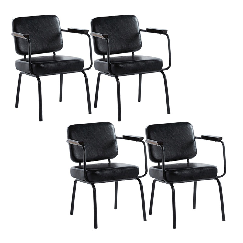 Industrial Style Metal Matte Finish Dinning Arm Chair Open Back Dining Chair Black 4 Piece Set Clearhalo ' kitchen&dining_furn' 'Dining Chairs' 'Dining Tables & Seating' 'dining_chair' 'furn' 'furn_dining_chair' 'Furniture' 'furniture_dining_chair' 'Kitchen & Dining Furniture' 'kitchen' 3493909