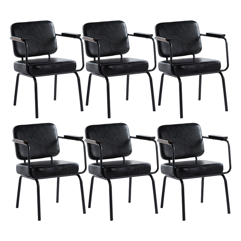 Industrial Style Metal Matte Finish Dinning Arm Chair Open Back Dining Chair Black 6 Piece Set Clearhalo ' kitchen&dining_furn' 'Dining Chairs' 'Dining Tables & Seating' 'dining_chair' 'furn' 'furn_dining_chair' 'Furniture' 'furniture_dining_chair' 'Kitchen & Dining Furniture' 'kitchen' 3493911