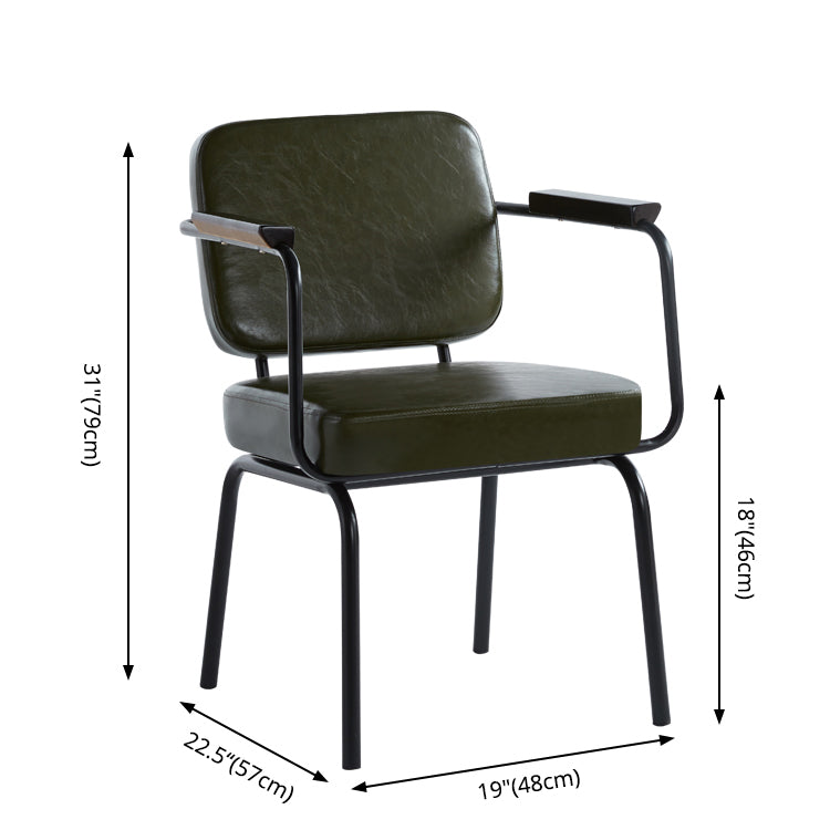 Industrial Style Metal Matte Finish Dinning Arm Chair Open Back Dining Chair Clearhalo ' kitchen&dining_furn' 'Dining Chairs' 'Dining Tables & Seating' 'dining_chair' 'furn' 'furn_dining_chair' 'Furniture' 'furniture_dining_chair' 'Kitchen & Dining Furniture' 'kitchen' 3493912