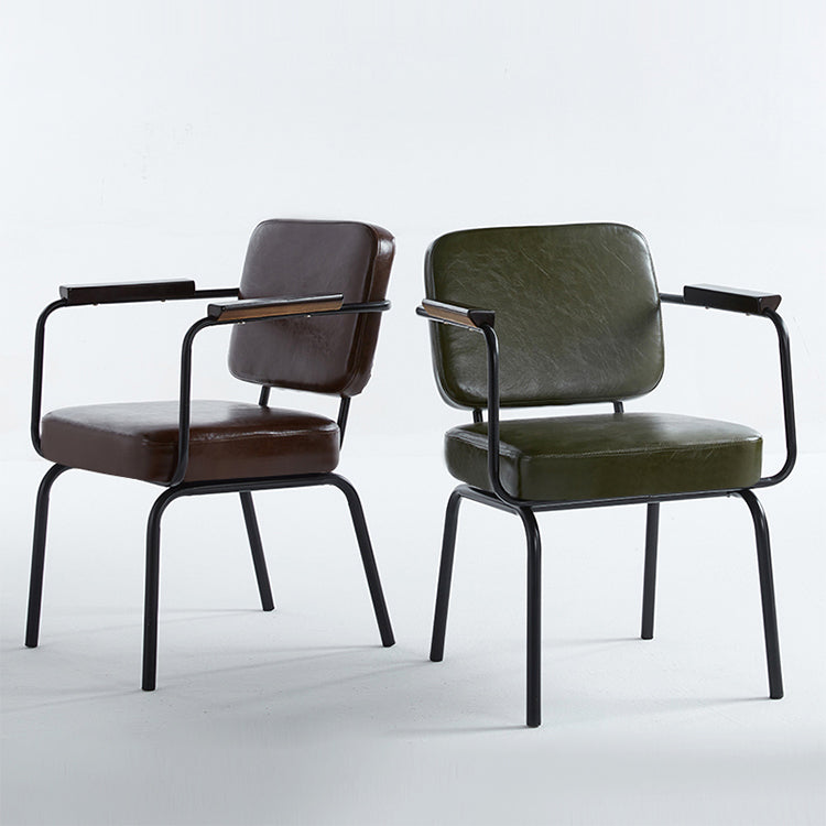 Industrial Style Metal Matte Finish Dinning Arm Chair Open Back Dining Chair Clearhalo ' kitchen&dining_furn' 'Dining Chairs' 'Dining Tables & Seating' 'dining_chair' 'furn' 'furn_dining_chair' 'Furniture' 'furniture_dining_chair' 'Kitchen & Dining Furniture' 'kitchen' 3493914