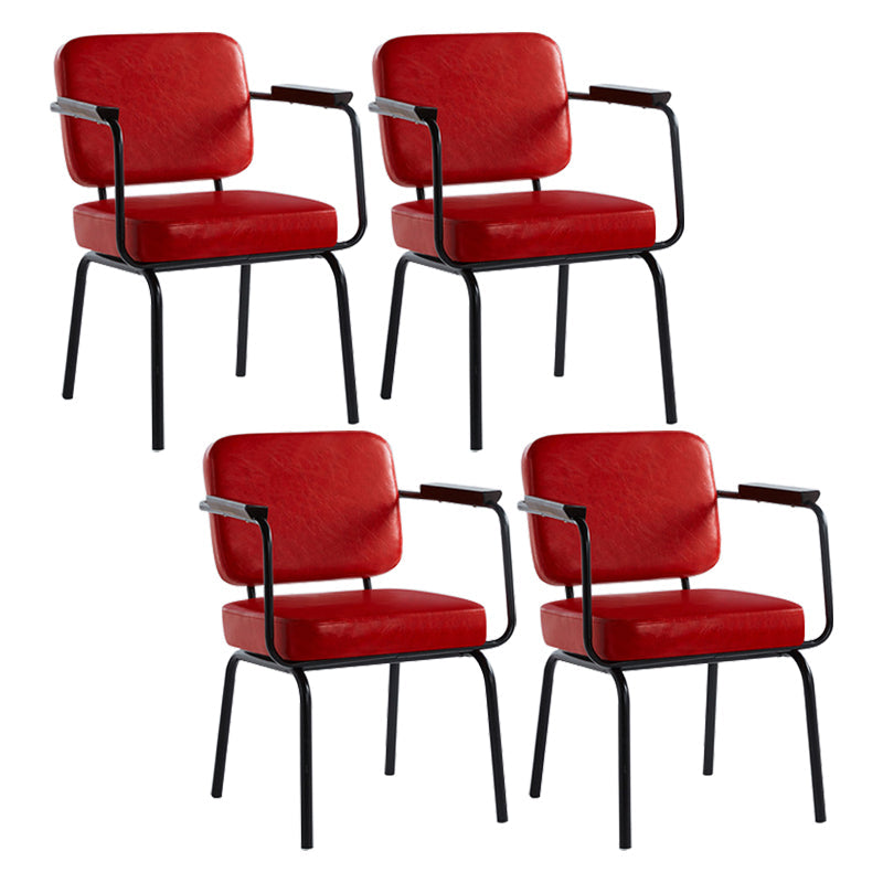 Industrial Style Metal Matte Finish Dinning Arm Chair Open Back Dining Chair Red 4 Piece Set Clearhalo ' kitchen&dining_furn' 'Dining Chairs' 'Dining Tables & Seating' 'dining_chair' 'furn' 'furn_dining_chair' 'Furniture' 'furniture_dining_chair' 'Kitchen & Dining Furniture' 'kitchen' 3493915