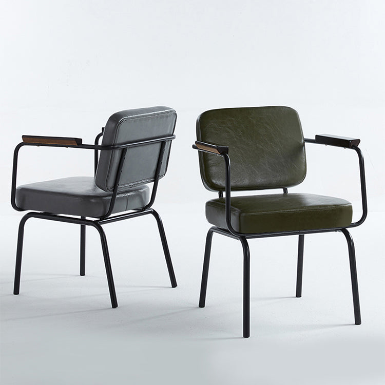 Industrial Style Metal Matte Finish Dinning Arm Chair Open Back Dining Chair Clearhalo ' kitchen&dining_furn' 'Dining Chairs' 'Dining Tables & Seating' 'dining_chair' 'furn' 'furn_dining_chair' 'Furniture' 'furniture_dining_chair' 'Kitchen & Dining Furniture' 'kitchen' 3493916