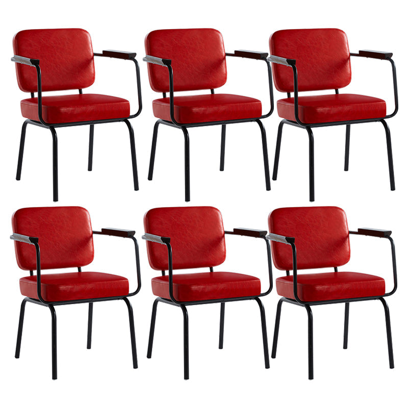 Industrial Style Metal Matte Finish Dinning Arm Chair Open Back Dining Chair Red 6 Piece Set Clearhalo ' kitchen&dining_furn' 'Dining Chairs' 'Dining Tables & Seating' 'dining_chair' 'furn' 'furn_dining_chair' 'Furniture' 'furniture_dining_chair' 'Kitchen & Dining Furniture' 'kitchen' 3493917