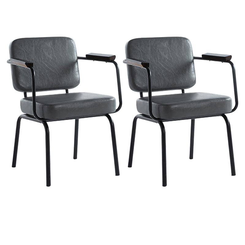 Industrial Style Metal Matte Finish Dinning Arm Chair Open Back Dining Chair Grey 2 Piece Set Clearhalo ' kitchen&dining_furn' 'Dining Chairs' 'Dining Tables & Seating' 'dining_chair' 'furn' 'furn_dining_chair' 'Furniture' 'furniture_dining_chair' 'Kitchen & Dining Furniture' 'kitchen' 3493918