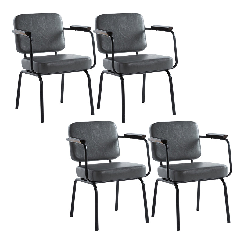 Industrial Style Metal Matte Finish Dinning Arm Chair Open Back Dining Chair Grey 4 Piece Set Clearhalo ' kitchen&dining_furn' 'Dining Chairs' 'Dining Tables & Seating' 'dining_chair' 'furn' 'furn_dining_chair' 'Furniture' 'furniture_dining_chair' 'Kitchen & Dining Furniture' 'kitchen' 3493919