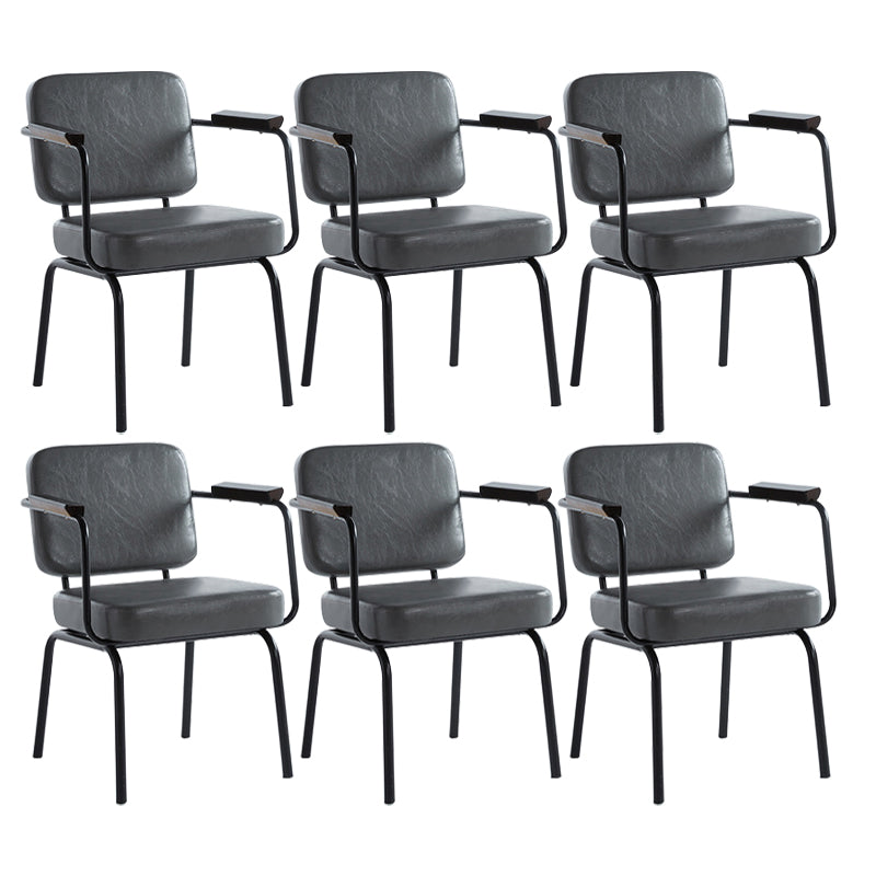 Industrial Style Metal Matte Finish Dinning Arm Chair Open Back Dining Chair Grey 6 Piece Set Clearhalo ' kitchen&dining_furn' 'Dining Chairs' 'Dining Tables & Seating' 'dining_chair' 'furn' 'furn_dining_chair' 'Furniture' 'furniture_dining_chair' 'Kitchen & Dining Furniture' 'kitchen' 3493920